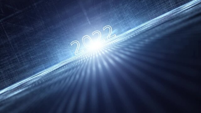 Conceptual digital data cyberspace technology in the year 2022. Blue glowing network with lines animation background