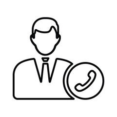 Operator, phone, support, call outline icon. Line art design.