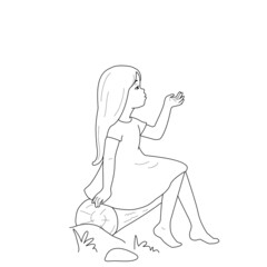Coloring pages. Girl in nature.