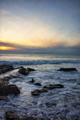 Sunrise with the rough sea on the Costa Azahar