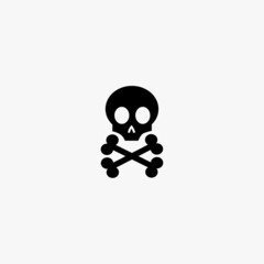 death skull and bones icon. death skull and bones vector icon on white background