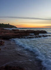 Sunrise with the rough sea on the Costa Azahar