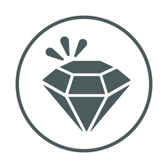 Diamond, gem, jewelry, crystal, shiny, treasure, jewel icon. Gray vector design.