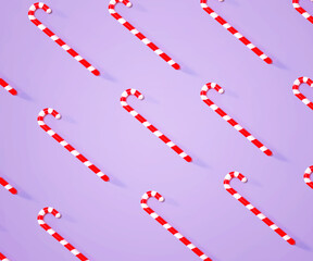 Christmas candy canes overhead view - flat lay
