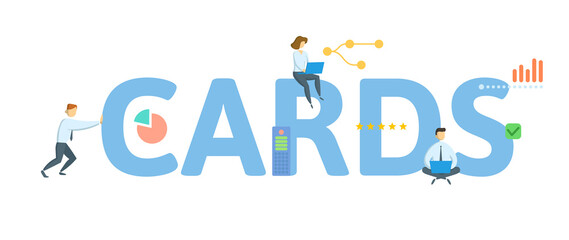 CARDS, Custom Adjustable Rate Debt Structure. Concept with keyword, people and icons. Flat vector illustration. Isolated on white.