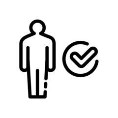 Approved man color line icon. Employee agreement.
