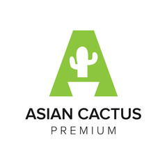 letter A cactus logo icon vector template