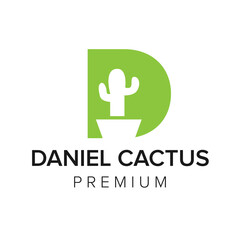 letter D cactus logo icon vector template