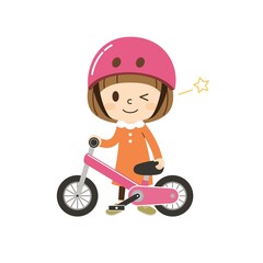 自転車と一緒に立つ女の子