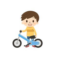 自転車と一緒に立つ男の子