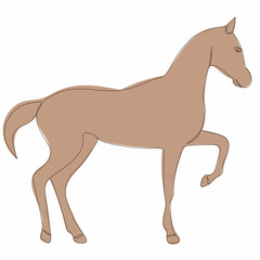 sketch horse brown, vector, isolated