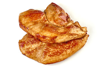 BBQ grilled steak, isolated on white background.