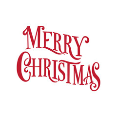 Merry Christmas hand drawn lettering sign. Isolated on white background. Vector illustration.