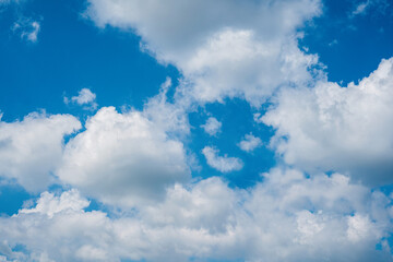 Naklejka na ściany i meble smiling smiley in the sky. cloud smile. smile in the clouds. blue sky with clouds