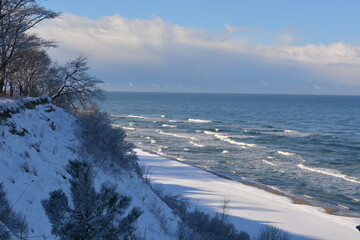 Snowy Cliffs with view on the Baltic Sea, Jastrzebia Gora, Northern Poland