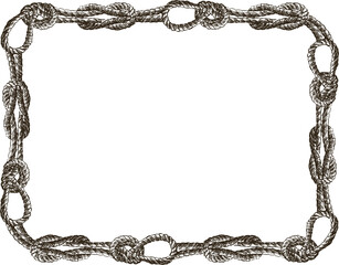 Decorative frame of drawn sea knots from rigging rope