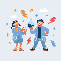 Vector illustration of children study Chemistry