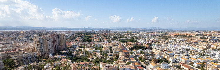 Fototapeta na wymiar Drone point of view spanish resort town of Torrevieja. Spain