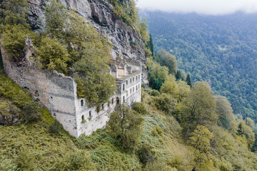 Fototapeta na wymiar Vazelon Monastery is an unused historical monastery in Trabzon Turkey