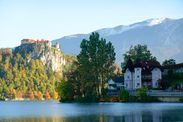 Fototapeta na wymiar Autumn at Bled Lake, Slovenja, Europe