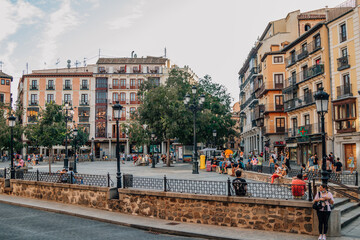 Fototapeta premium landscape and detail of the architecture of the plaza mayor in toledo, spain