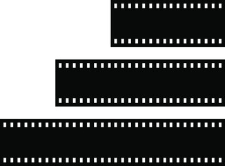 Film strips collection. Old retro cinema movie strip set. Video recording. Vector illustration isolated on background.