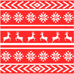 Winter ornament with white deer and stars on a red background