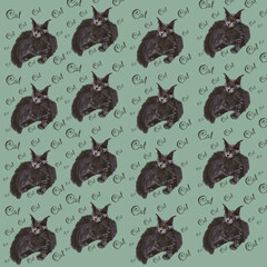 cat,breed of feline meikun,inscription cat,lettering cat, cat on an abstract background,pattern with a cat,predator,