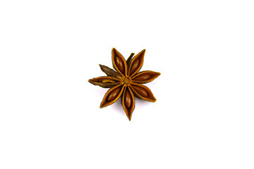 Badian, star anise on a white background, isolated.