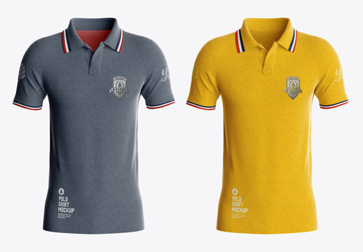 Men's Short Sleeve Polo Shirt Mockup. Front Side