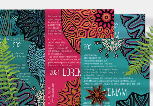 Flyer Layout with Mandala and Ethnic Tribal Lace Flower Elements