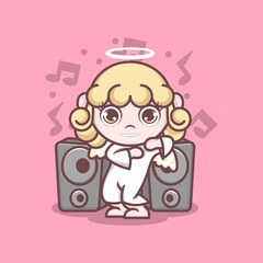 cute cartoon angel dancing. vector illustration for mascot logo or sticker