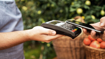 Online NFC terminal for accepting payments. Payment for products in the market.