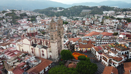 Fototapeta premium Aerial view of Taxco Guerrero, magic town in Mexico