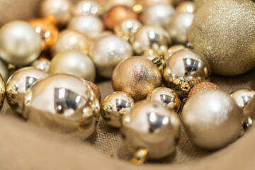 background of Christmas balls and tinsel