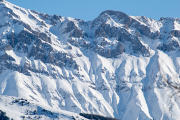 Fototapeta na wymiar photograph of the Maurienne valley. Snowy mountain photography