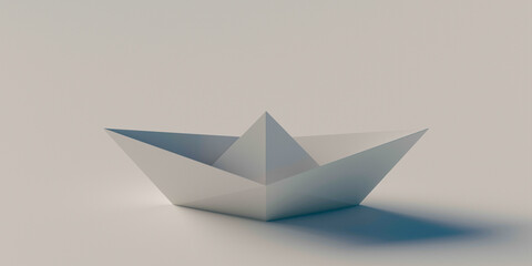 Conceptual paper ship; personal challenge and team competition concepts, 3d rendering