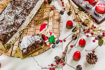 Christmas Delicious Sweet Cookie Cake Xmas Tree Panetone Bread Santa Claus Caramel Macaron Chocolate Theme