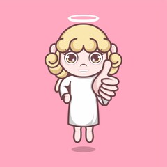 cute cartoon angel giving a like sign. vector illustration for mascot logo or sticker