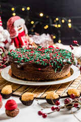 Christmas Delicious Sweet Cookie Cake Xmas Tree Panetone Bread Santa Claus Caramel Macaron Chocolate Theme