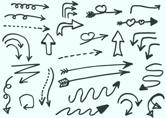 Doodle vector arrows. Isolated. Hand drawn set