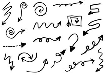 Doodle vector arrows. Isolated. Hand drawn set
