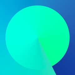 A circle in a box with a combination of blue and turquoise green, becomes a simple and attractive decorative shape to be applied as a visual art background. 