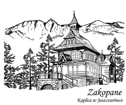 kaplica na jaszczur&oacute;wce, kości&oacute;ł zakopane, zabytek, styl zakopiański, architektura g&oacute;ralska