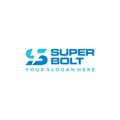 flat letter mark initial S super bolt logo design