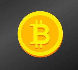 Bitcoin symbol on grey background vector illustration  