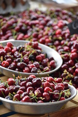 Fresh cherry on the farmer market