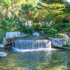 Cascade sur une rivière dans un parc