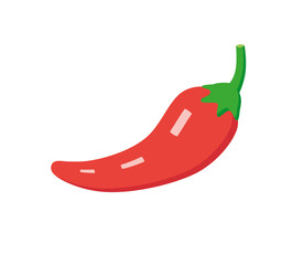 Red chili pepper isolated cartoon flat vector icon