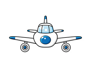 Jet airplane front view isolated cartoon vector